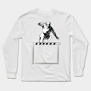 Track and Field Athlete Jumping Hurdle Retro Long Sleeve T-Shirt